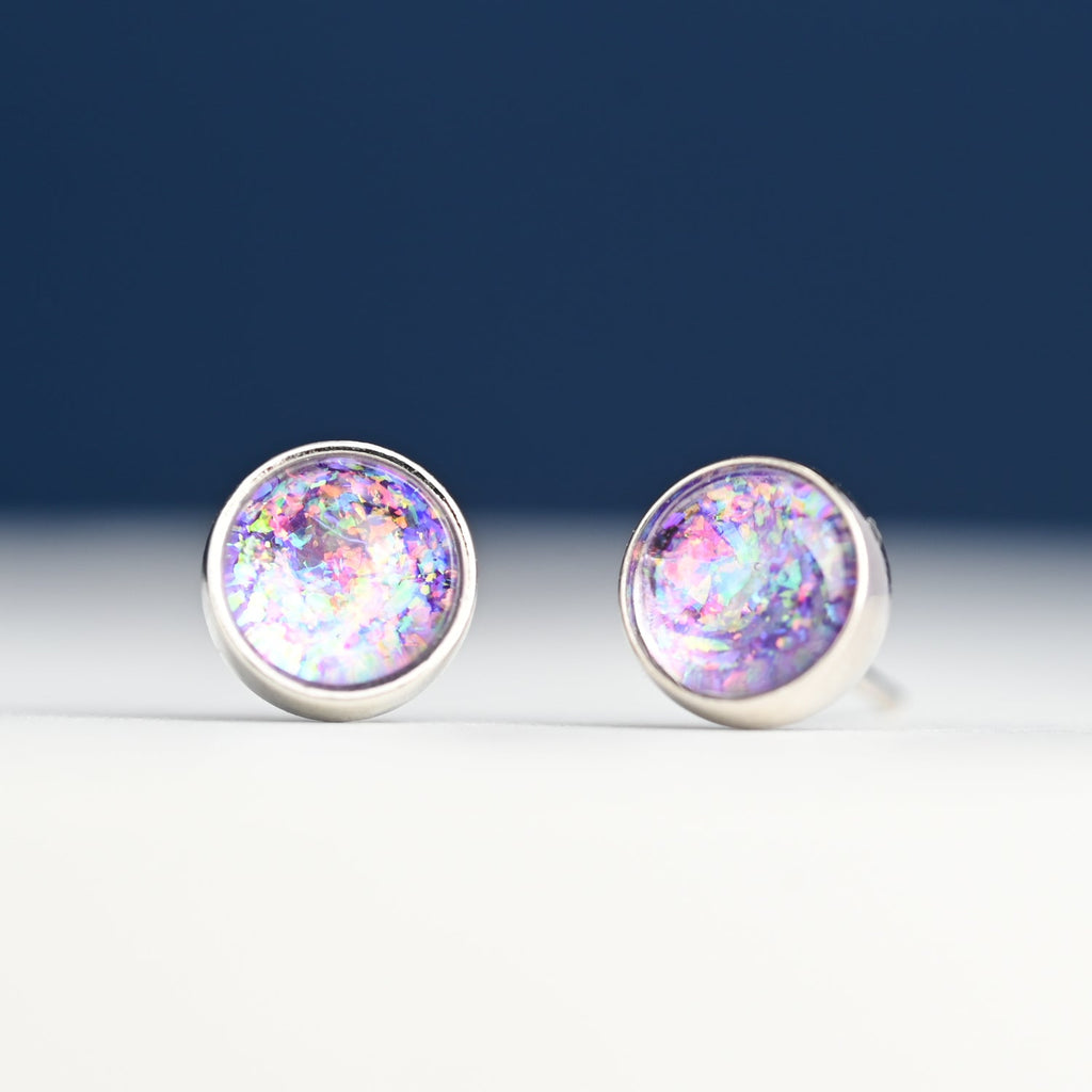 Lora Lavender & Silver Stud Earrings
