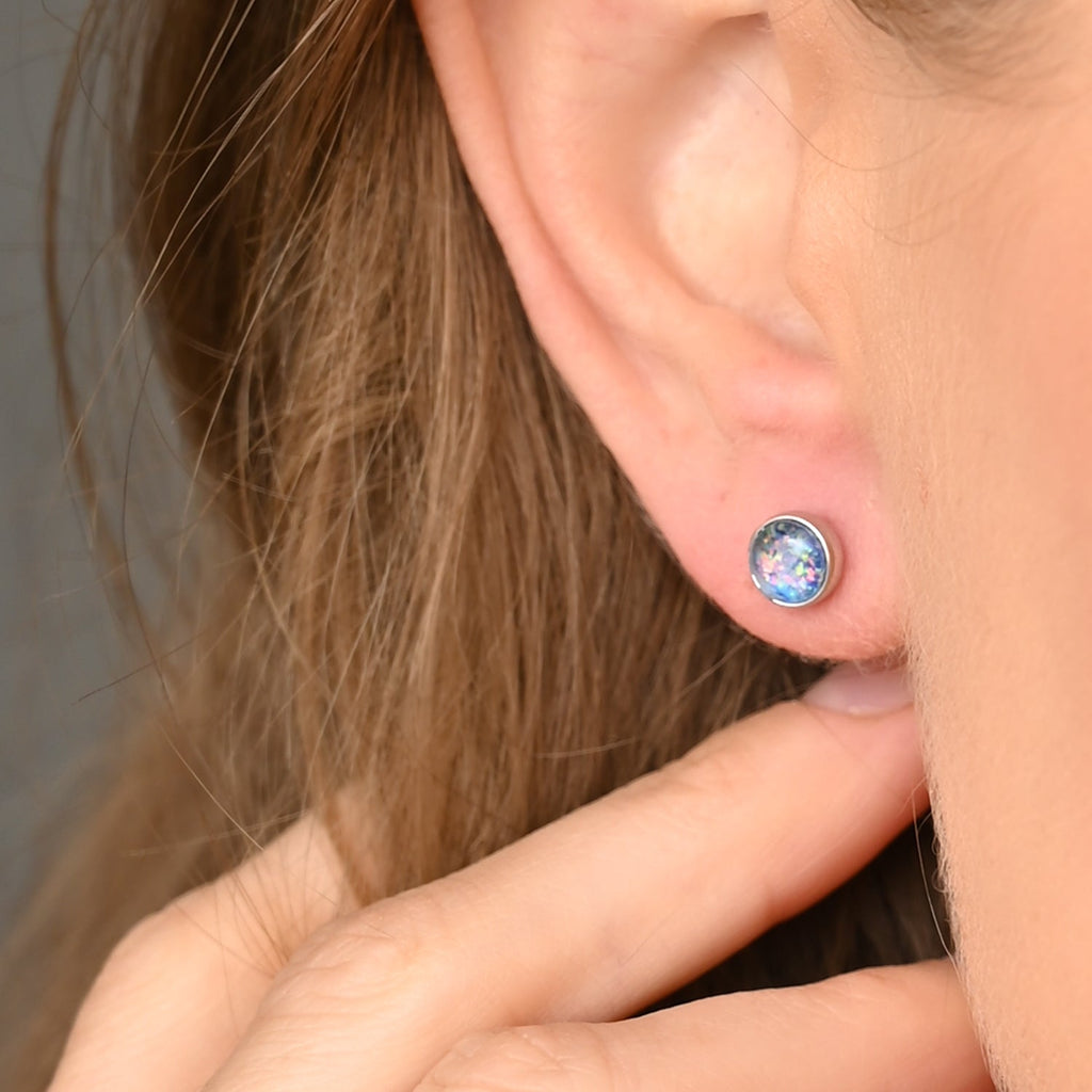 Lora Lavender & Silver Stud Earrings