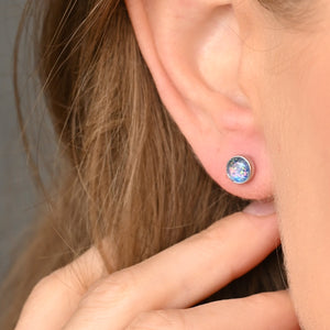 Lora Lavender & Silver Stud Earrings
