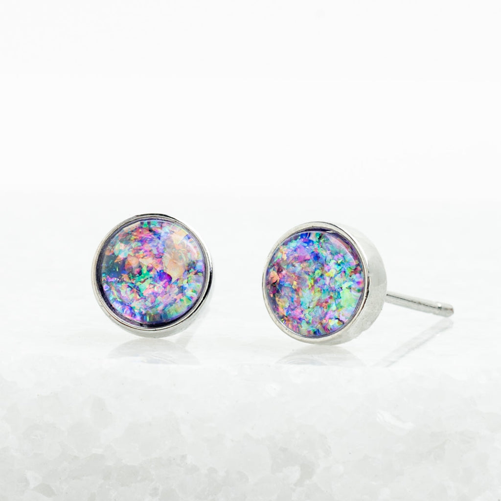 Lora Lavender & Silver Stud Earrings