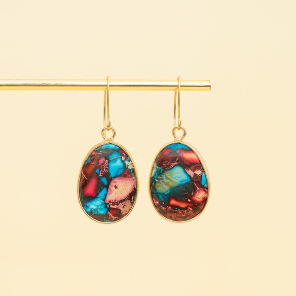 Boucles d'oreilles en jaspe mosaïque