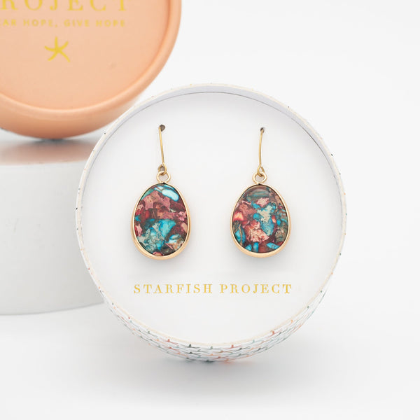 Boucles d'oreilles en jaspe mosaïque