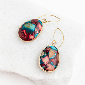 Boucles d'oreilles en jaspe mosaïque