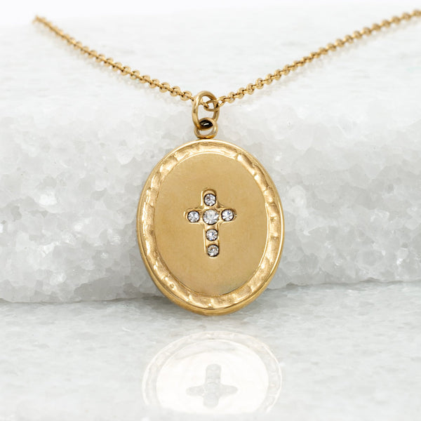 Pendentif Croix Brillante couleur menthe