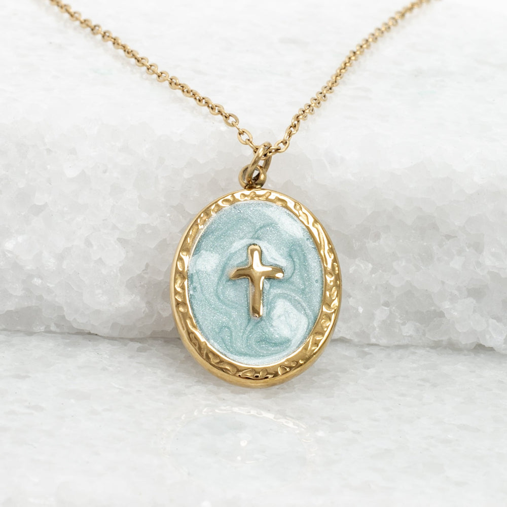 Shine Bright Cross Pendant in Mint