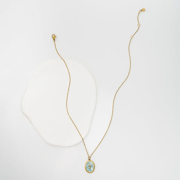 Pendentif Croix Brillante couleur menthe