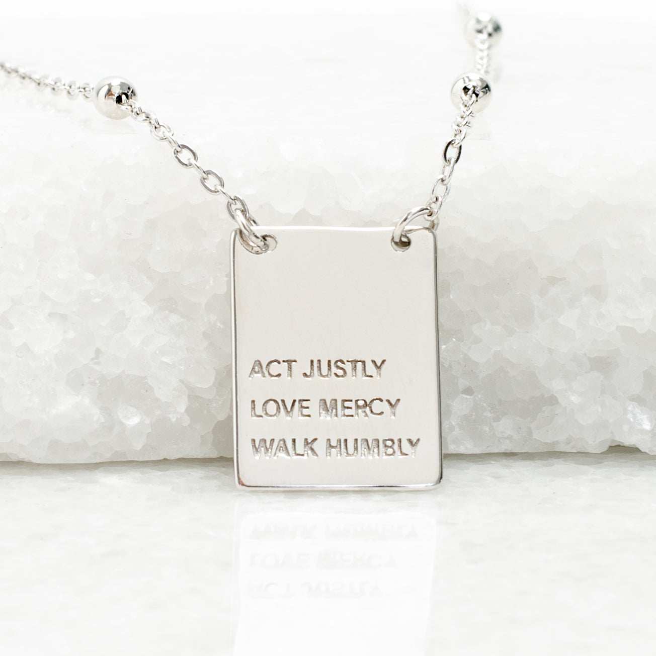 Act Justly Necklace in Sterling Silver